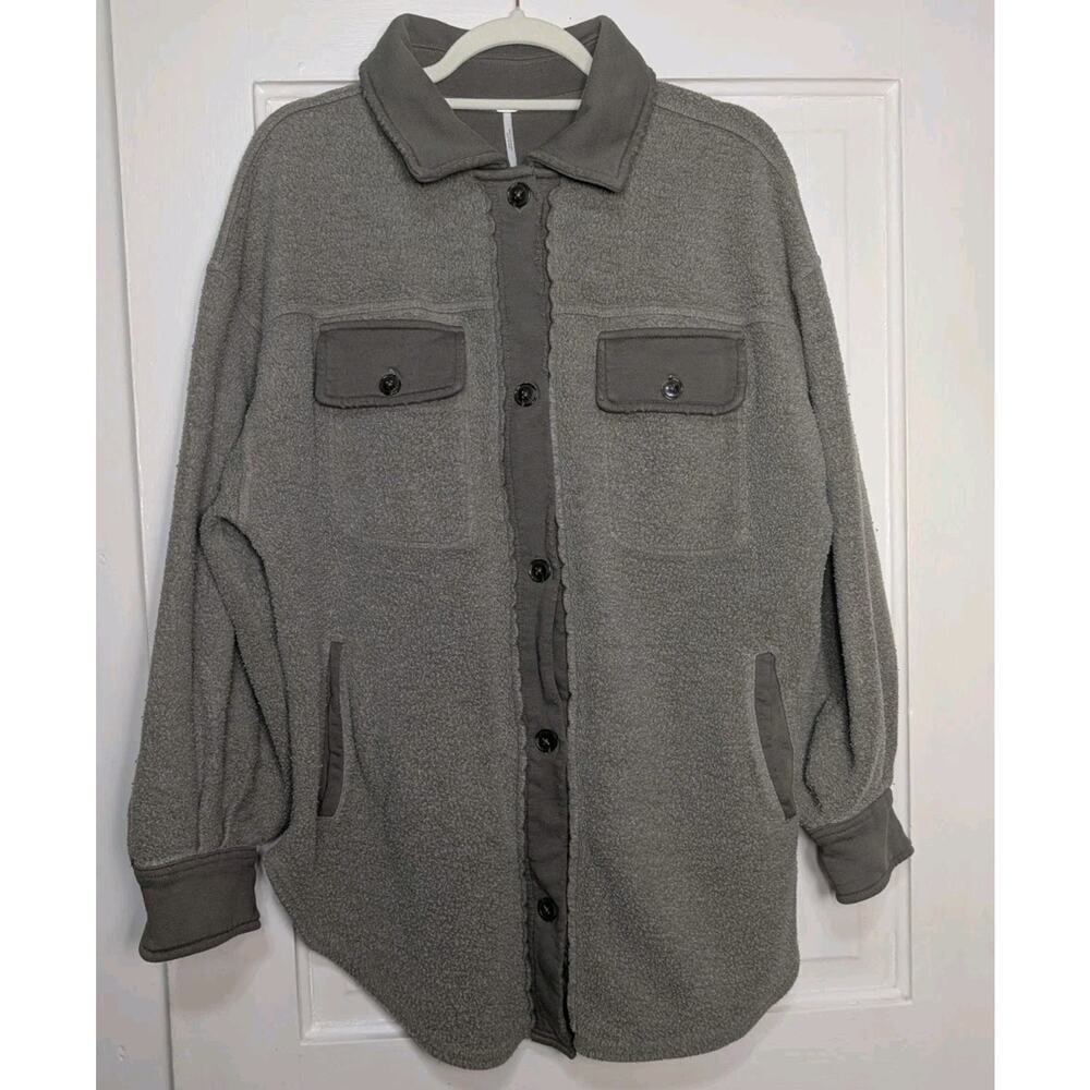 Free People Oversized Ruby Shacket Edgy Women's S Soft Army Green (903)